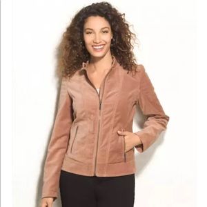 XL Dusty pink velour moto jacket lined Dressbarn